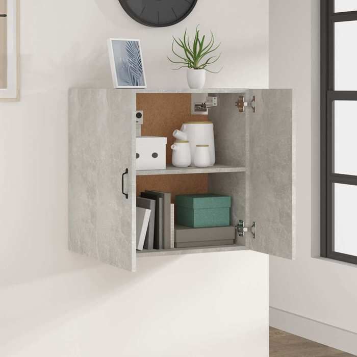 BEAU Placard Suspendu - Armoire murale de cuisine - Armoire haute - Gris béton - 60x31x60 cm - Bois dingénierie[86328]