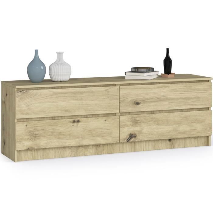 Grande Commode pour le salon AKORD K160 Chêne Artisan 160 cm 4 tiroirs façade Chêne Artisan 160x40x55 cm