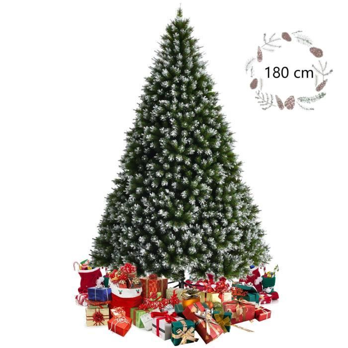 Sapin De Noël Artificiel Avec Neige Et Guirlande LED - Plusieurs Modes Lumineux - Support Métal - Réutilisable