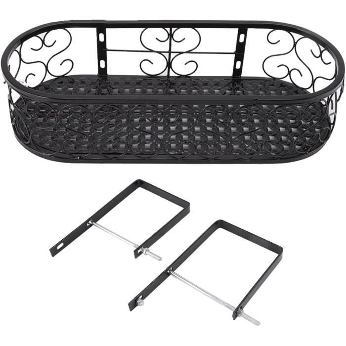Lot De 2 Crochets Muraux En Fer Forgé Noir - Support Plantes, Lanternes Et Décorations