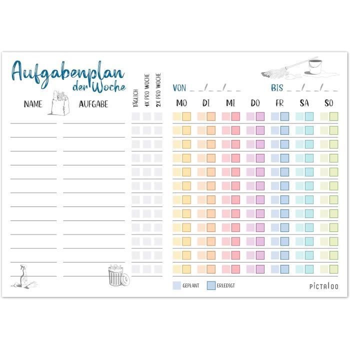 Paper&you® Agenda Familial Bloc A4 "Rainbow" 4 Colonnes, 50 Feuilles - Agenda Familial Avec Plan Alimentaire, Liste De Courses, Beaucoup De Place Pour