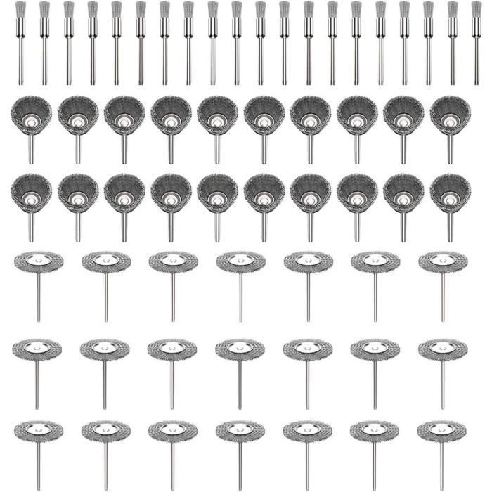 Merryland RMTA072C2 Lot de 72 brosses en laiton pour Dremel 24 pièces pour chaque brosse à polir, mini outil rotatif