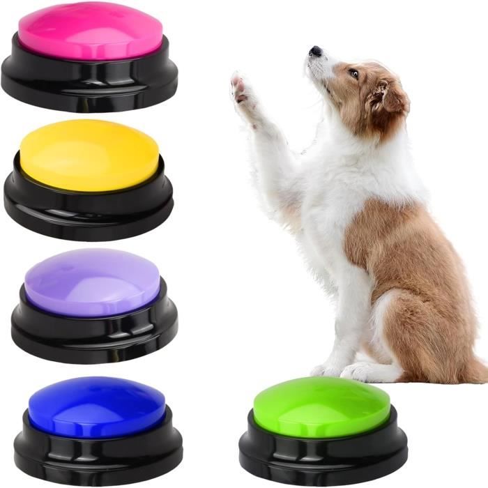5 Pièces Chien Entraînement Boutons,Animaux Compagnie Communication Boutons,Enregistrable Boutons de Réponse Parlant,Dressage Buzzer