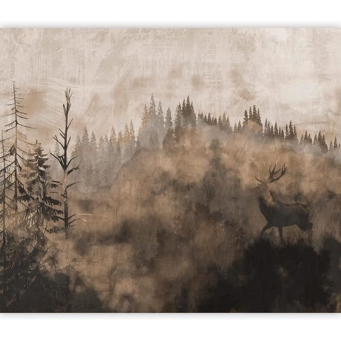 Tenture Murale Cerf Dans La Brume - 150x200 Cm, Motif Abstrait, Pour Chambre Ou Salon