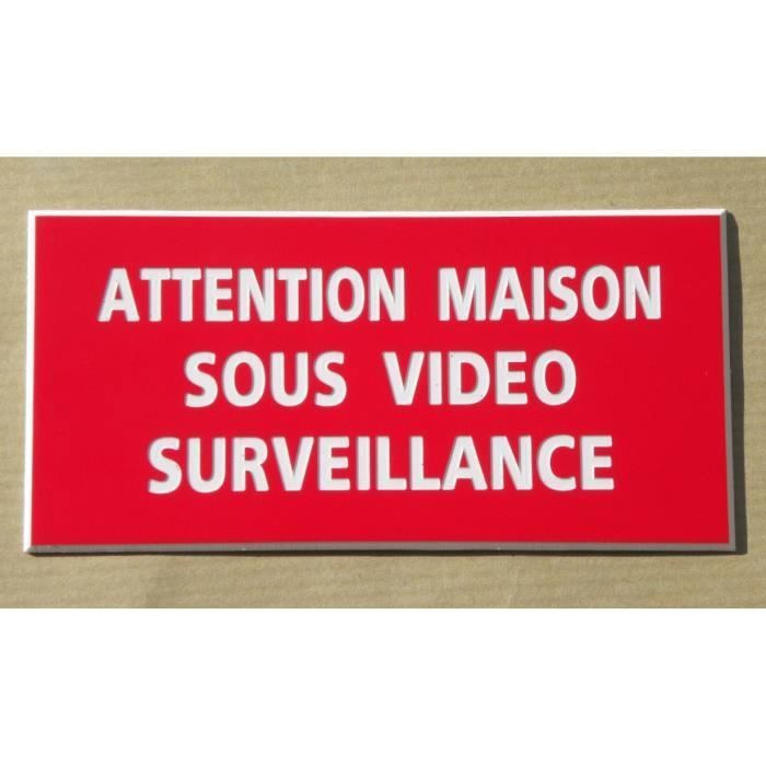 Plaque Signalétique 'ATTENTION MAISON SOUS VIDÉO SURVEILLANCE' - Petit Format, Couleur Rouge, Fabrication Française
