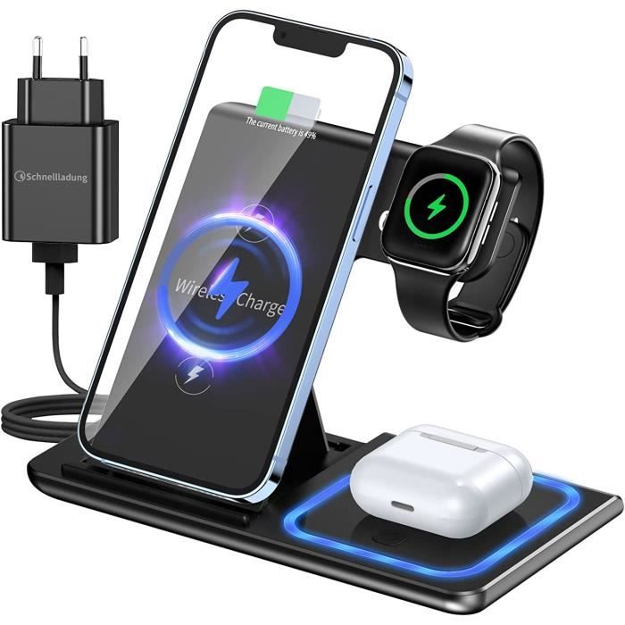 Chargeur sans Fil 3 en 1, Station De Recharge Inductive pour Apple Watch Et  Iphone - Cdiscount Téléphonie