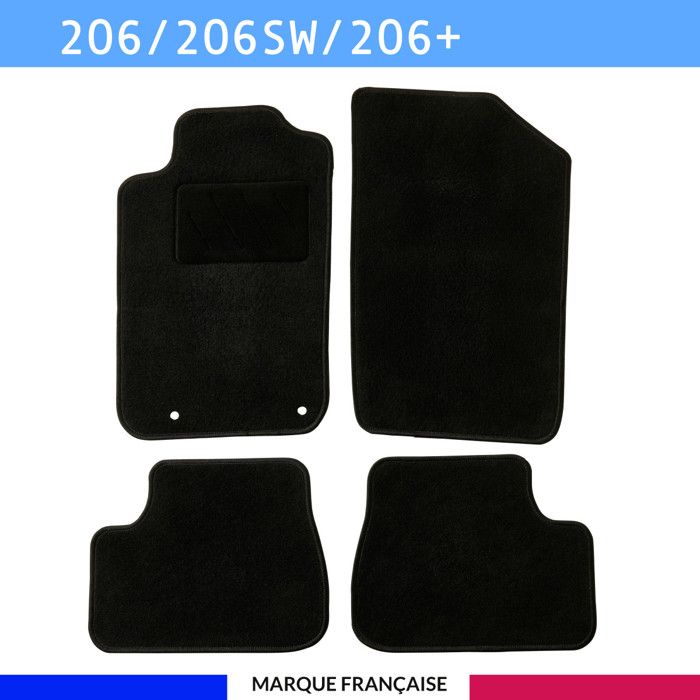 Tapis de voiture - Sur Mesure pour 206 / 206 SW / 206+ (1998 à 2013) - 4 pièces - Tapis de sol antidérapant pour automobile