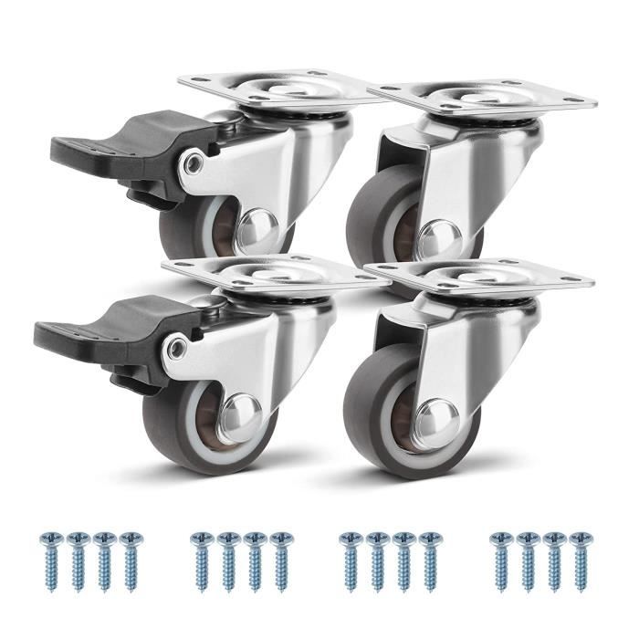 Set De 4 Roulettes Pivotantes Stagecaptain 125 Mm - Sans Frein, Charge 100 Kg, Caoutchouc Dur