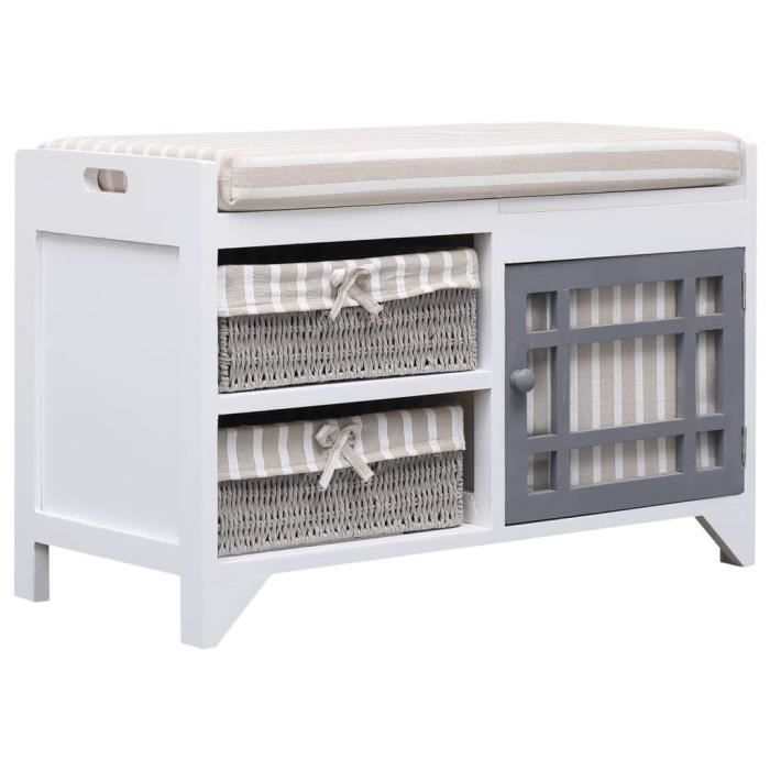 Banc D Entree Blanc 70 X 33 5 X 45 Cm Bois De Paulownia Achat Vente Banc Cdiscount