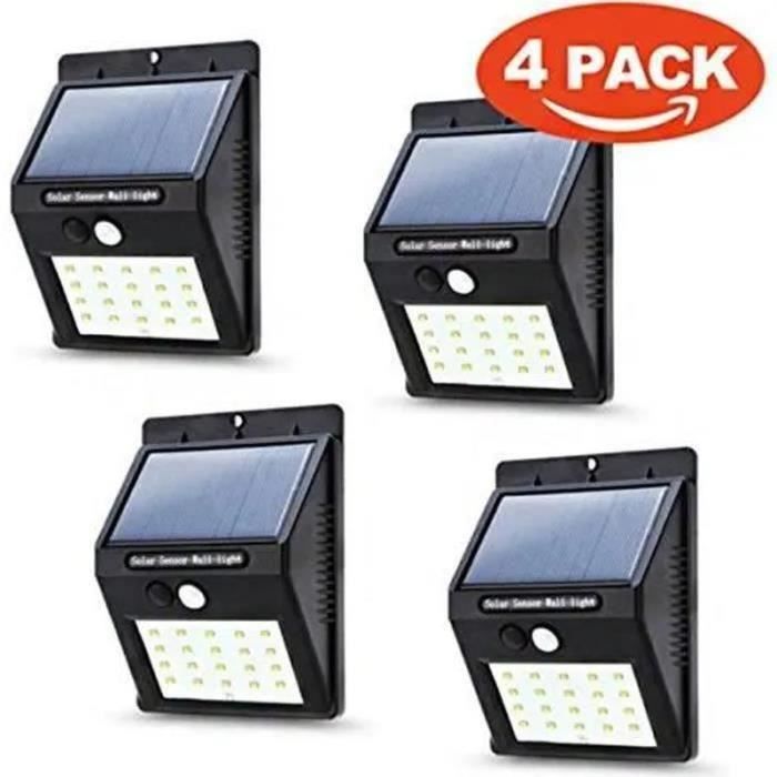 PROJECTEUR EXTERIEUR Lampe Solaire Extérieur 4-Pack 20 Led Lumière Solaire Extérieur Etanche avec Détecteur de Movement éclairage