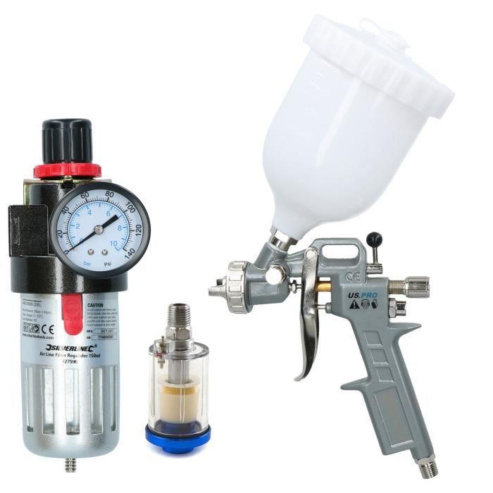 PISTOLET PULVÉRISATION HVLP BUSE 1,7 MM POUR PEINTURE VERNIS 600 ML
