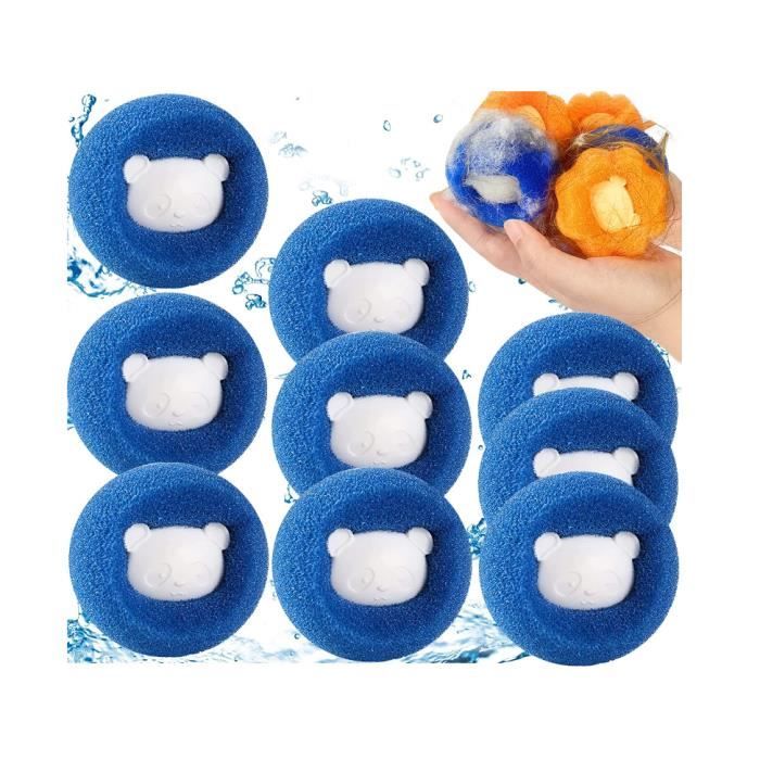 9 Boules Anti-Poils Machine à Laver - Attrape Poils Animaux Réutilisable