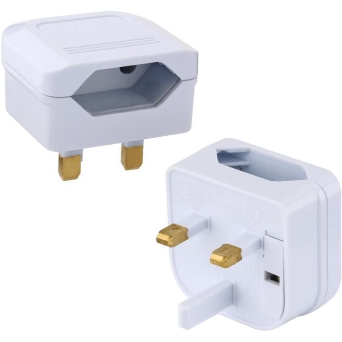 Adaptateur De Voyage UK Vers Europe/ France - Blanc Haute Qualité Sécurisé - Marque Electraline