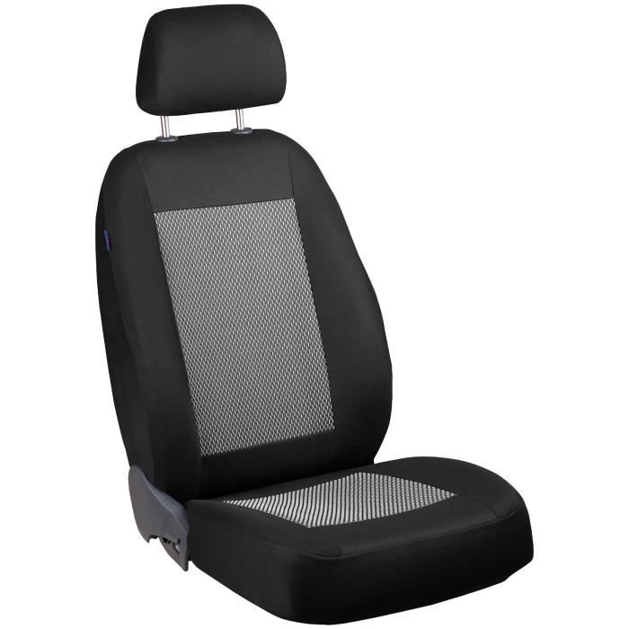 HOUSSES DE SIEGE POUR RENAULT SCENIC - Housse Avant Siège Du Conducteur - Premium Noir Blanc Traits