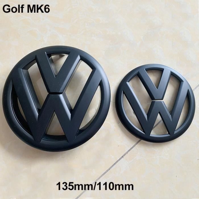 2pcs Insigne logo emblème avant 135mm + arrière 110mm Noir mat pour Volkswagen VW golf 6 VI MK6