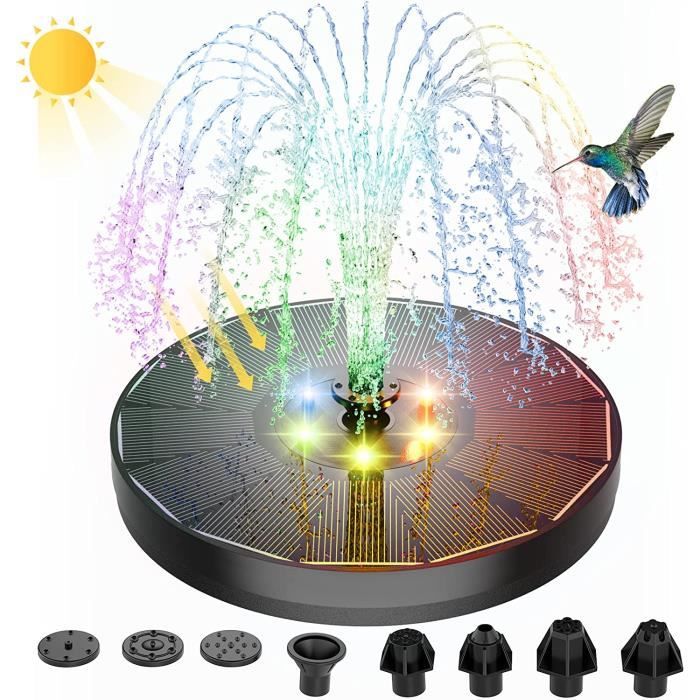 Fontaine solaire flottante 6V/3W, lumières LED colorées, panneau