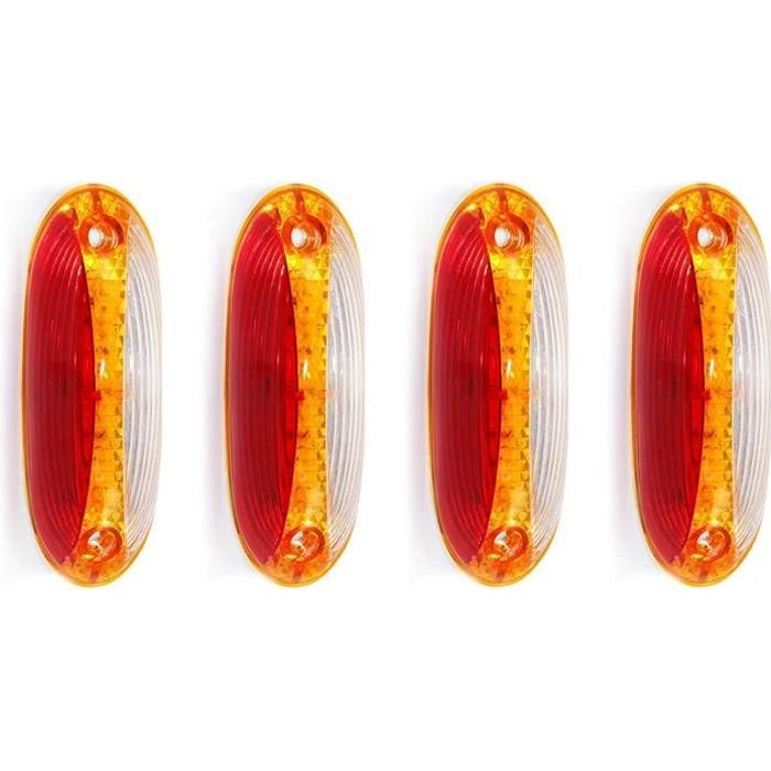 Lot De 4 Feux D'encombrement LED 12-24V - Blanc Et Rouge, Pour Camion, Remorque, Caravane