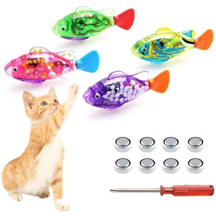 Jouet de chat de poisson de robot de natation, jouet interactif de réservoir de poisson avec de bain de lumière LED, Style Aléatoire