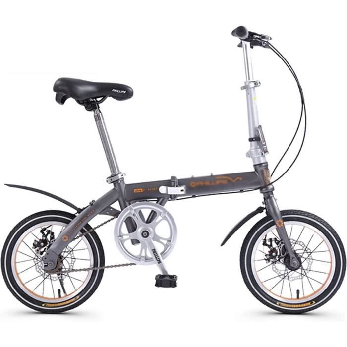 Vélo Pliant 14 Pouces Zxqz - Adulte - Frein Disque - Cadre Pliable - Couleur: Grey