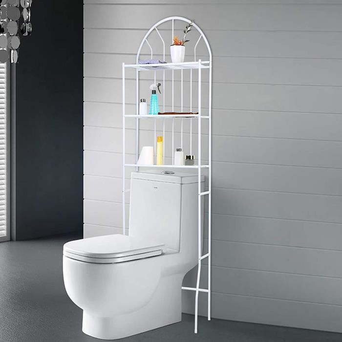 MENGDA Étagère Toilettes 3 Niveaux - Support Machine à Laver Rangement Blanc