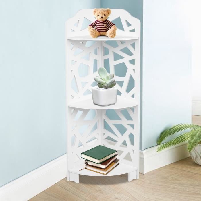 support d etagere d angle mural en bois en bois blanc a 3 niveaux pour salle de bain de cuisine che cdiscount maison