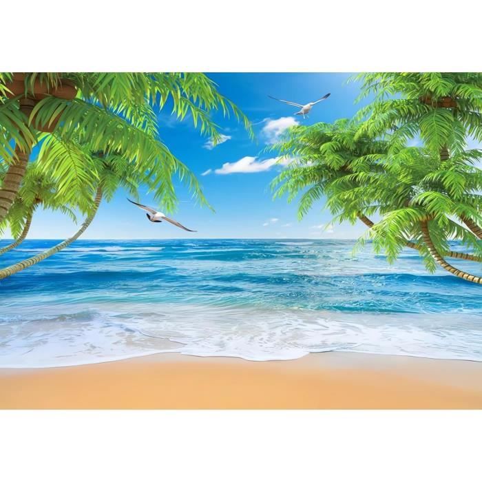 Papier Peint Photo 3D Plage été - 7215NA, Décoration Murale Familiale