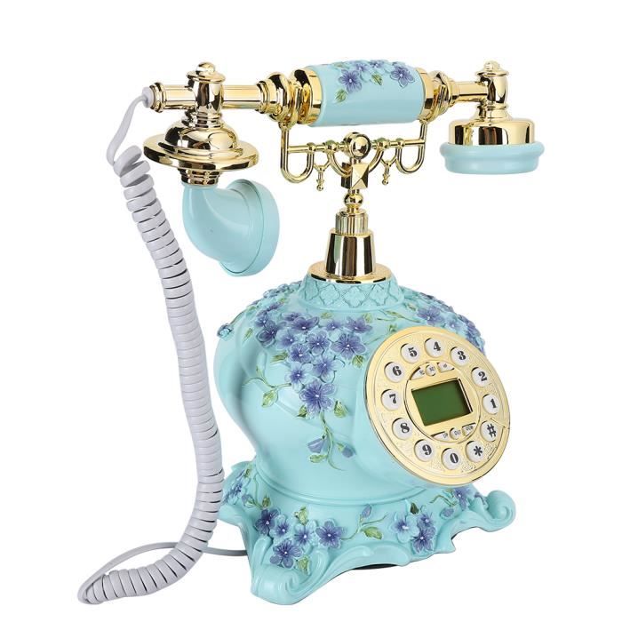 Téléphone Vintage-téléphone rétro avec boîtier en Bois et en métal