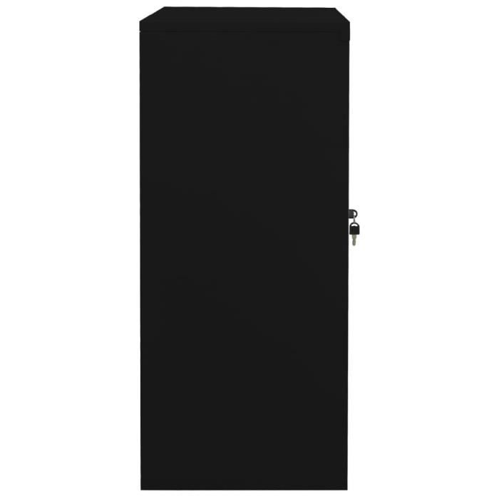 armoire de bureau noir 90x40x90 cm acier - cuque - lisa-boutique - 2 portes - 2 poignées - 2 étagères réglables