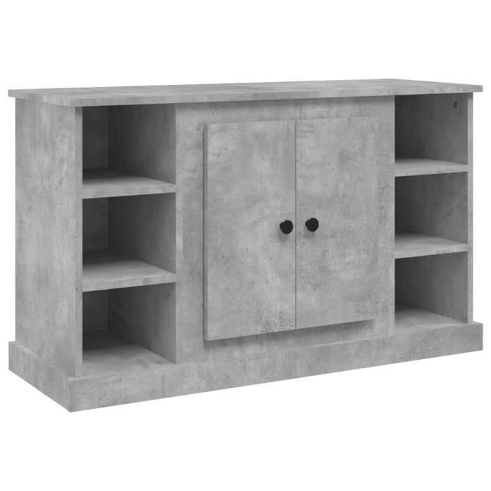 Buffet bas - DILWE - Gris béton - 100x355x60 cm - Bois dingénierie - 2 portes