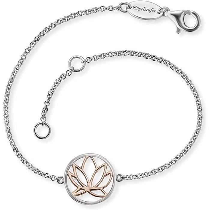 Bracciale Engelsrufer Con Ciondolo Loto – Argento Sterling 925 E Zirconi, Lunghezza 17 Cm + 2 Cm Di Estensione, Gioiello Delicato Per Donna