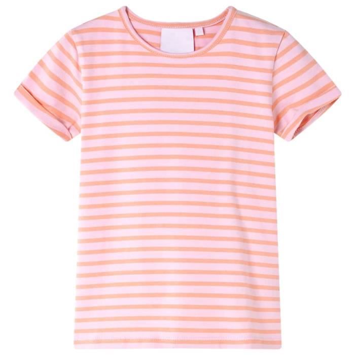 Robe T-shirt Fille Crewcuts Outlet, Rayures Rose/orange, Taille 8, Courte, Occasion
