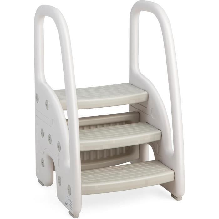 Marchepied Enfant Pliable 3 Marches AIYAPLAY - Hauteur Ajustable, Antidérapant, Pour Cuisine/salle De Bain