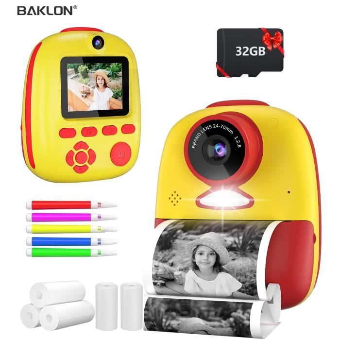 Appareil photo instantané pour enfants, appareil photo pour enfants sans  encre avec papier d'impression, appareil photo numérique selfie vidéo avec  écran couleur HD 1080P de 2,4 pouces, appareil photo d'apprentissage pour  enfants