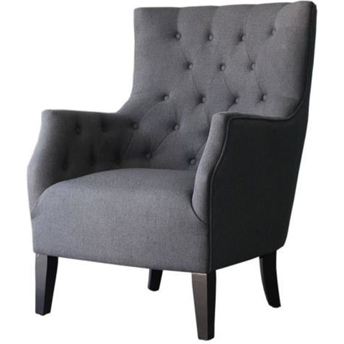 fauteuil scandinave tissu duchesse - gris - 76 x 83 x 100,5 cm
