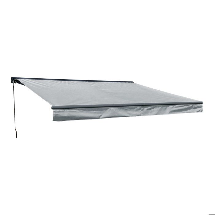 Store banne SAULE 395 × 3m avec semi-coffre - Toile grise et structure grise