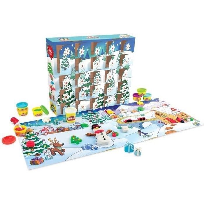 Calendrier de lAvent PLAY-DOH - 24 surprises - 24 Pots de pâte - tapis dactivité pour enfants dès 3 ans