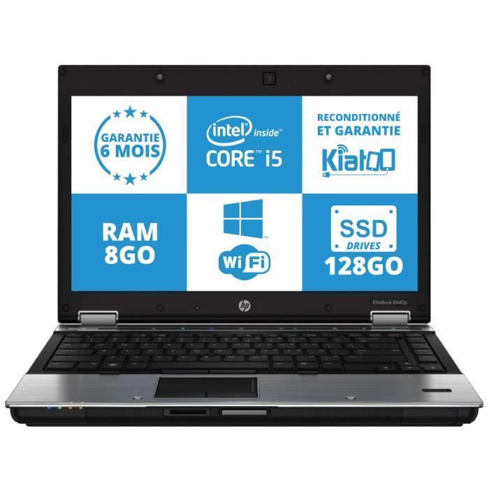 ORDINATEUR PORTABLE HP ELITEBOOK 8440 CORE I5 8GO RAM 128GO DISQUE DUR SSD DRIVE,WIFI, , pc portable