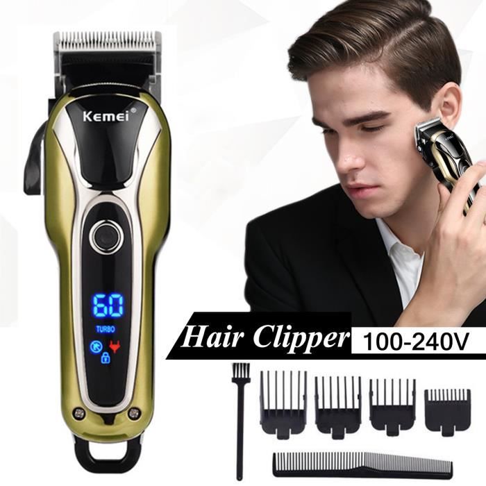 Kemei – tondeuse à cheveux électrique sans fil pour hommes, rasoir  professionnel avec affichage numérique LCD LED