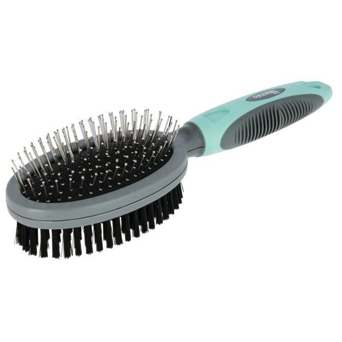 Meilleurs prix pour Brosse pour chien double turquoise/gris 24cm - KERBL Gris