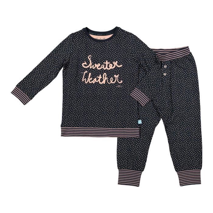 Charlie Choe Ensemble Pyjama 2 Pieces T Shirt Manches Longues A Pois Pantalon Gris Et Rose Bebe Fille Cdiscount Pret A Porter