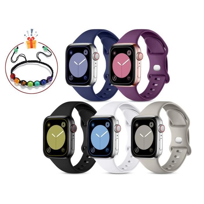 3 Pack Bracelets Compatible Pour Apple Watch Bracelet 41mm 38mm 40mm, Sport  Silicone pour iWatch Series 8 7 6 5 4 3 2 1 SE Ultra - Cdiscount Téléphonie