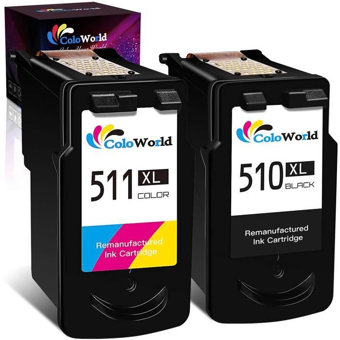 Cartouches D'encre Remanufacturées CL511 Couleur + PG510 Noir Pour Canon Pixma MP240 - Compatibles
