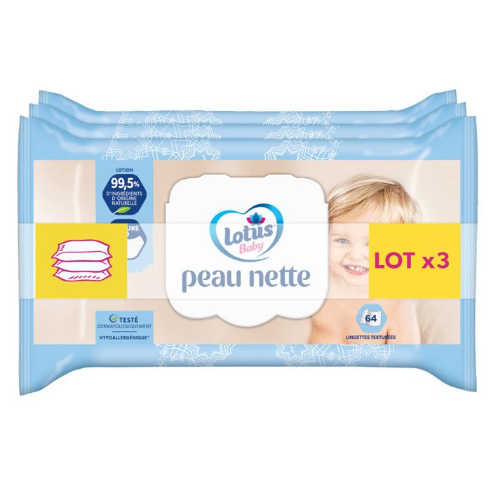 Lotus Baby 7322540860122 - COMMUTATEUR KVM - Peau Nette - Lingette bébé - 12 paquets de 64 lingettes - Puériculture & Eveil bébé