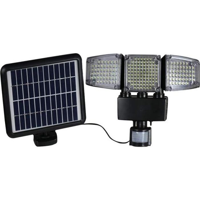 lumi jardin projecteur solaire blackburn - 3 têtes - h 23 cm - noir