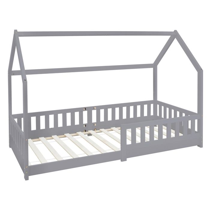 ML-Design Lit dEnfants Gris Clair avec Protection Contre les Chutes en Bois de Pin Massif 90x200 cm Toit et Sommier À Lattes ML-Design Lit dEnfants Gris Clair avec Protection Contre les Chutes en Bois de Pin Massif 90x200 cm Toit et Sommier À Lattes