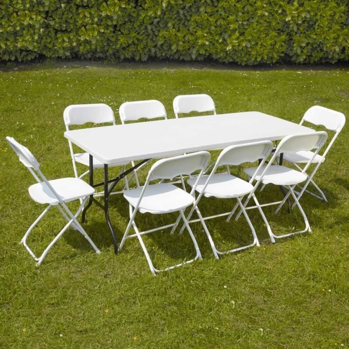Table d'appoint pliante 180cm et 8 chaises de réception - MOB EVENT PRO - Urbain - Noir