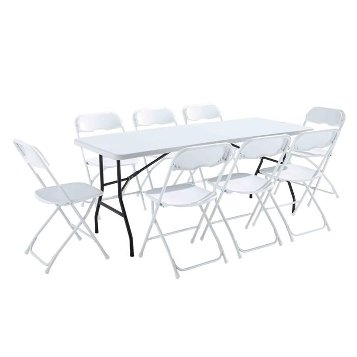 Table dappoint pliante 180cm et 8 chaises de réception - MOB EVENT PRO - Urbain - Noir