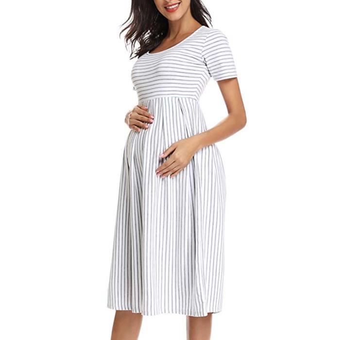 Robe De Maternité Allaitement Fleurie – Bleu, Coton – Taille L Et XL – NEUVE Avec étiquettes