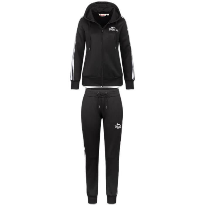 Lonsdale Survêtement à capuche femme Bromley noir/blanc M - veste zippée & pantalon poches tissu respirant Lonsdale Survêtement à capuche femme Bromley noir/blanc M - veste zippée & pantalon poches tissu respirant