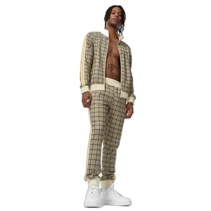 Lonsdale Survêtement homme slim fit jaune - Veste & pantalon poche zippée imprimé all-over